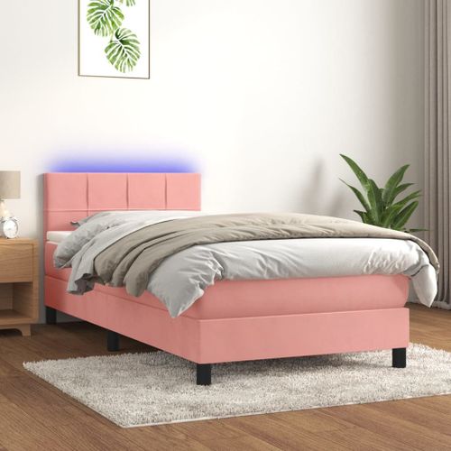 Vidaxl Sommier Tapissier Avec Matelas Et Led Rose 80x200 Cm Velours