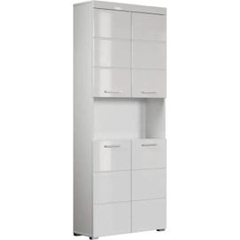 Colonne Salle De Bain Amanda - 4 Portes + 1 Niche - Blanc Brillant - L73 X P31 X H190 Cm