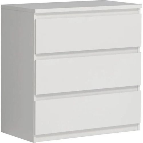 Commode Chelsea 3 Tiroirs - Couleur Blanc Mat - L 77,2 X P 42 X H 79,9 Cm