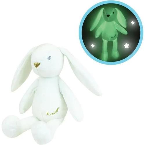 Jemini Luminou Lapin Blanc Peluche Lumineuse Naturelle Fonctionne Sans Pile+/- 20 Cm