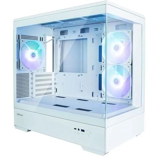 Boitier PC Mini Tour Micro ATX Zalman P30 RGB avec panneaux vitrés - Blanc