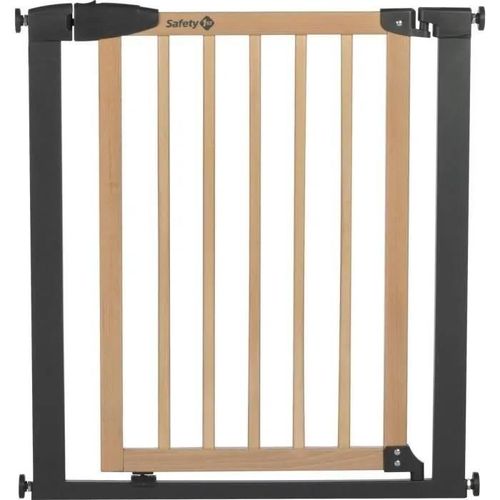 Safety 1st Simply Close Wood & Meta, Pression, 73-80 Cm (Max. 94cm), Sans Vis Ni Perçage, Ouverture D'une Main, Bois Et Graphite