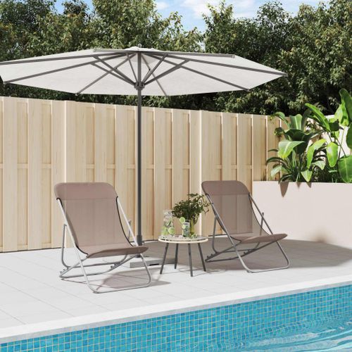 Vidaxl Chaises De Plage Pliantes 2pcs Textilène Acier Enduit De Poudre