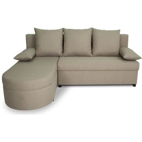 Canapé D'angle Convertible Réversible 3 Places Jen - Tissu Beige - Style Contemporain - L196 X H88 X P159 Cm