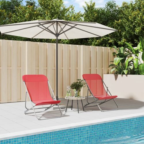 Vidaxl Chaises De Plage Pliantes 2pcs Textilène Acier Enduit De Poudre