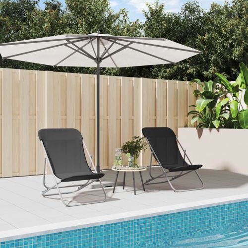 Vidaxl Chaises De Plage Pliantes 2pcs Textilène Acier Enduit De Poudre