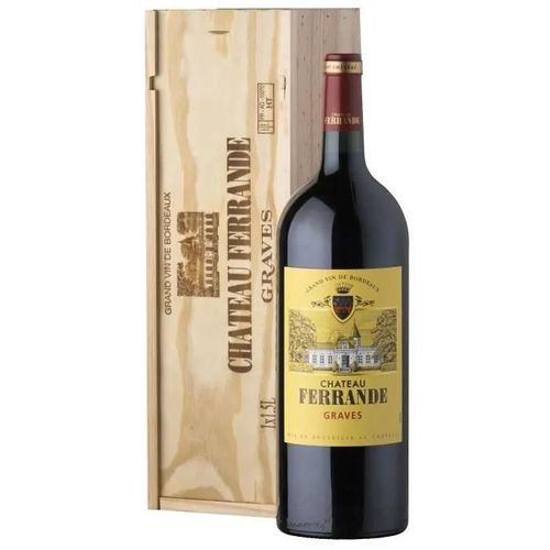 Magnum Coffret Cadeau Caisse Bois - Château Ferrande 2019 Graves - Vin Rouge De Bordeaux