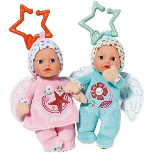 Baby Born - 2 Poupées Chiffons Anges - 18cm - Peut Se Fixer - Hochet Intégré - Tout Doux - A Partir De 0 Mois