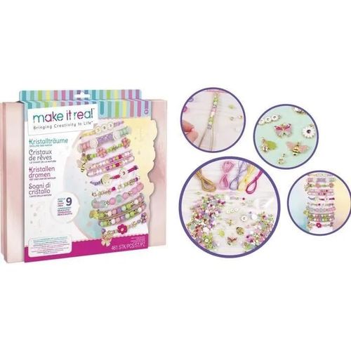 Make It Real - Coffret Bijoux Cristaux De Reve Nature - Fabrication De Bijoux Enfants - Des 8 Ans - Lansay
