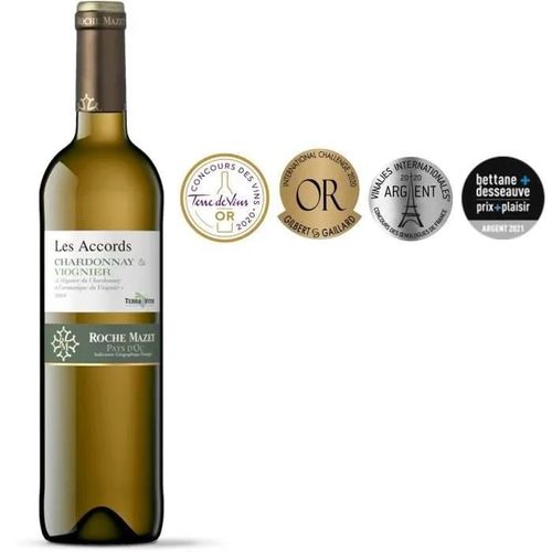 Les Accords De Roche Mazet Chardonnay & Viognier 2022 Pays D'oc - Vin Blanc De Languedoc