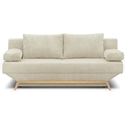 Banquette Convertible 3 Places - Coffre De Rangement - Tissu Velours Côtelé Beige - L 190 X H 92 X P 84 Cm - Teijo