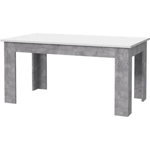 Table À Manger - Blanc Et Béton Gris Clair - Pilvil - 160 X I90 X H 75 Cm