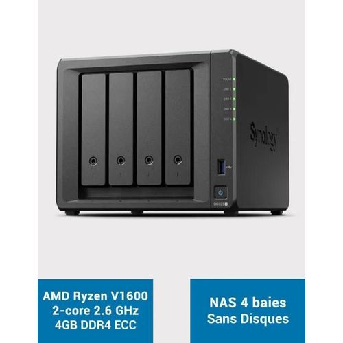 Synology Disk Station DS923+ - Serveur NAS - 4 Baies - SATA 6Gb/s / eSATA - RAID 0, 1, JBOD, 5, 6, 10 - RAM 4 Go - Gigabit Ethernet - iSCSI support