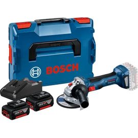 Bosch Professional Meuleuse angulaire sans fil GWS 18V-7, 2 x batteries GBA 18V 4.0Ah, Chargeur rapidein L-BOXX - 06019H9005
