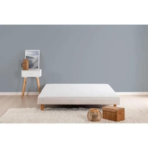 Finlandek Rakenne Sommier Tapissier A Lattes 160 X 200 - Bois Massif Blanc + Pieds