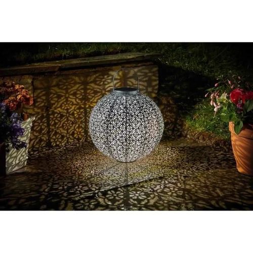 LANTERNE SOLAIRE JUMBO DAMASQUE EN MÉTAL AJOURÉ