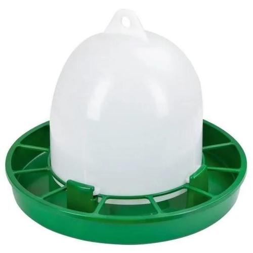 Nourrisseur Plastique Poules - Kerbl - 24 Cm - Ø30 Cm - 2,5 Kg - Blanc / Vert