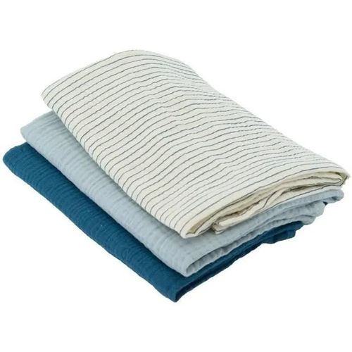 Lot De 3 Langes Coton Bleu Indigo - Domiva