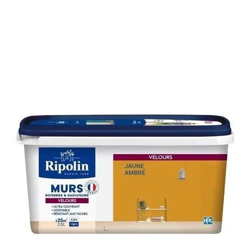 RIPOLIN Peinture Couleur Velours pour Murs. Boiseries Radiateurs - Jaune ambre
