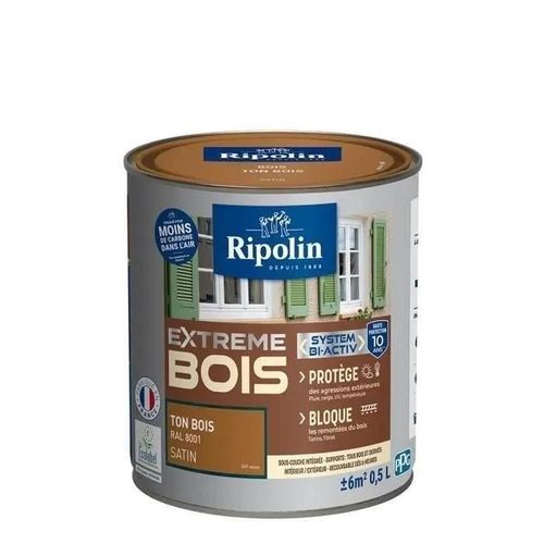 Peinture Ripolin EXTREME BOIS microporeuse satin 0.5 L bois
