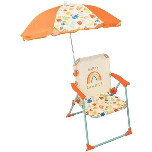 Fun House Fruity's Chaise Pliante Camping Avec Parasol - H.38.5 Xl.38.5 X P.37.5 Cm + Parasol ¿ 65 Cm - Pour Enfant