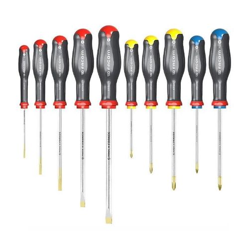 Jeu de 10 tournevis Protwist lame ronde et hexagonale FACOM ATW.J10PB