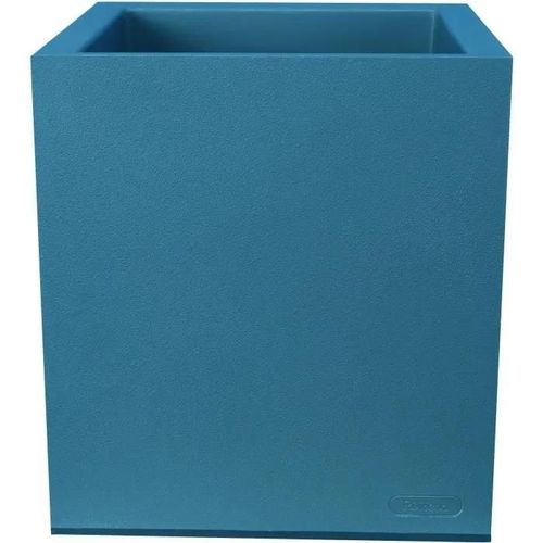 Bac A Fleurs Carré Riviera Granit - Plastique - 40x40 Cm - Bleu