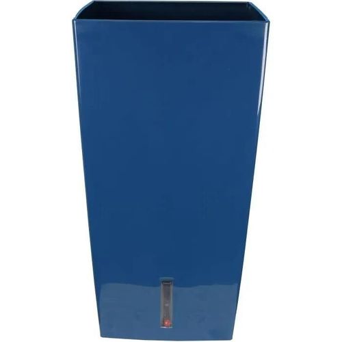 Bac A Fleurs Carré Riviera Eva New Haut - Plastique - 69x69 Cm- Bleu