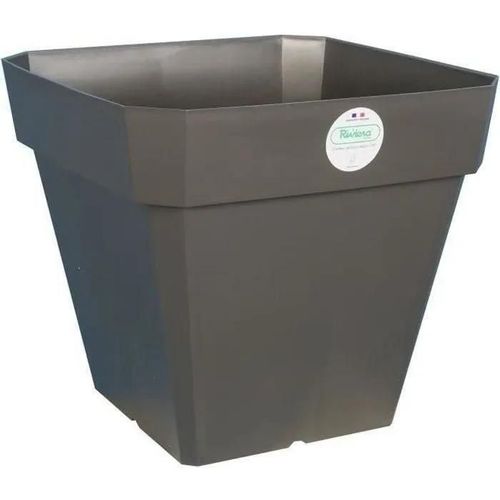 Riviera Pot De Fleurs Carré Soleilla En Plastique - 49 X 49 X H 45 Cm - 65 L - Gris Pailleté