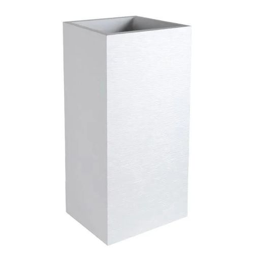 Pot Carré Haut Graphit - Blanc Cérusé - 39.5x39.5x80 31l - Eda Plastiques - Intérieur Et Extérieur