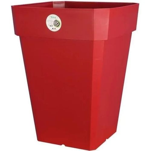 Riviera Pot De Fleurs Carré Soleilla En Plastique - 49 X 49 X H 50 Cm - 65 L - Rouge