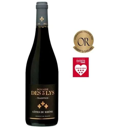 Domaine Des 3 Lys Tradition 2021 Côtes Du Rhône - Vin Rouge De La Vallée Du Rhône