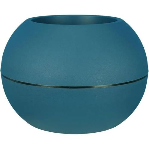 Bac A Fleurs Rond Riviera Granit Boule - Plastique - Diametre 50 Cm - Bleu