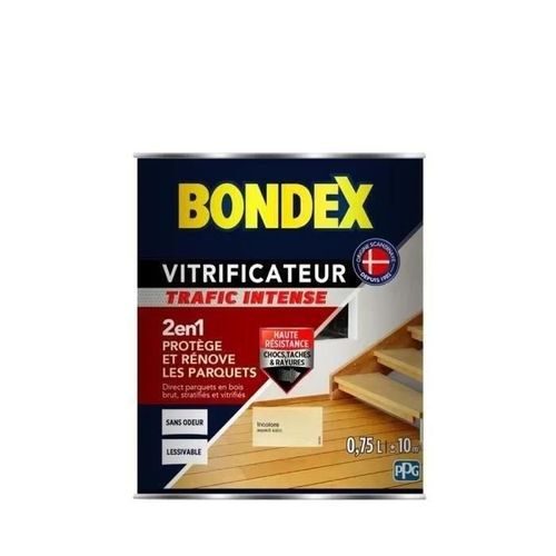 BONDEX VITRIFICATEUR SATIN POUR PROTEGER ET RÉNOVER LES PARQUETS ET ESCALIERS - INCOLORE