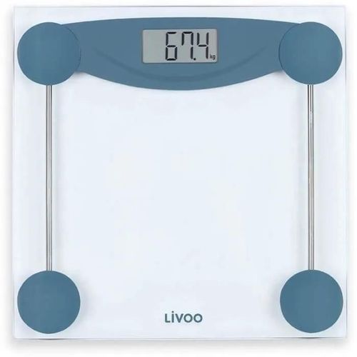 Livoo Dom426b - Pese-Personne Électronique - Plateau En Verre Trempé Et Écran Lcd - Pesée Jusqu'a 180 Kg - Graduation Au 100 G