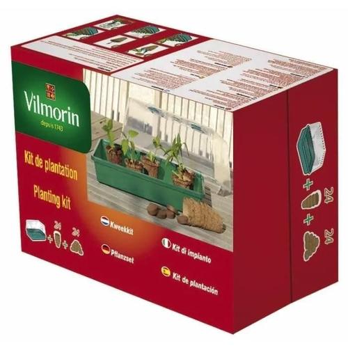 Vilmorin Kit Serre Rigide + 24 Godets Fibre De Coco 6cm + 24 Pastilles De Fibre De Coco Compressée - L38 X H24 X L18 Cm