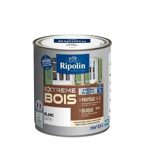 Peinture Ripolin EXTREME BOIS microporeuse satin 0L5 blanc