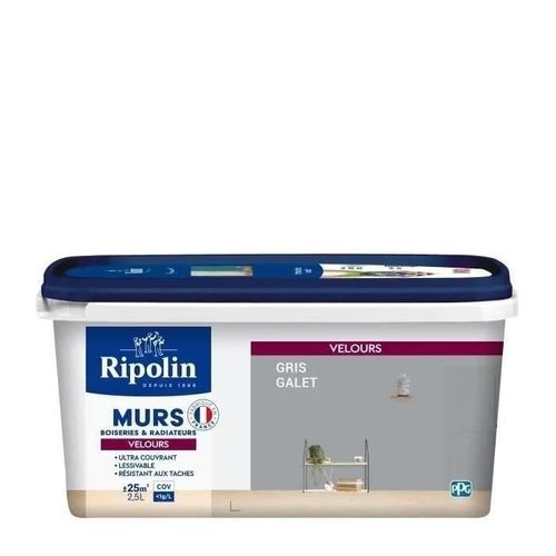 RIPOLIN Peinture Couleur Velours pour Murs. Boiseries Radiateurs - Gris galet