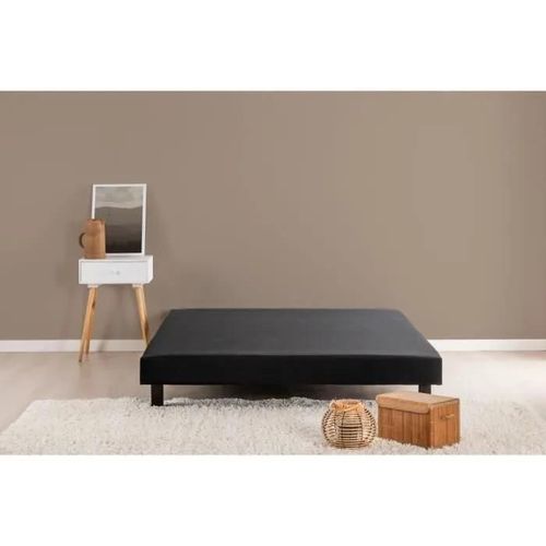 Sommier Tapissier A Lattes 140 X 190 - Bois Massif Noir Pieds - Deko Dream Rakenne