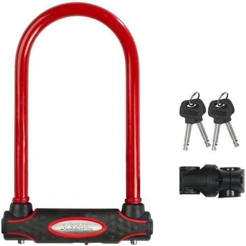 Master Lock Antivol Vélo U [A Clé] [Support De Vélo Universel] [Antivol Certifié] [Rouge] 8195eurdprocolr