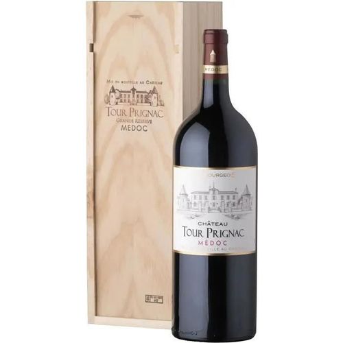 Magnum Coffret Cadeau Caisse Bois - Château Tour Prignac 2018 Médoc Cru Bourgeois - Vin Rouge De Bordeaux