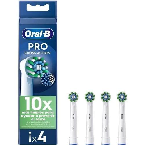 4 Brossettes Pro Cross Action Blanc Pour Brosse À Dents Électriques Oral-B