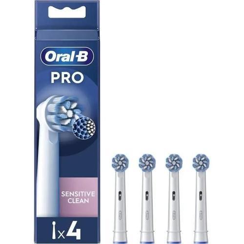 4 Brossettes Pro Sensitive Clean Blanches Pour Brosse À Dents Électriques Oral-B