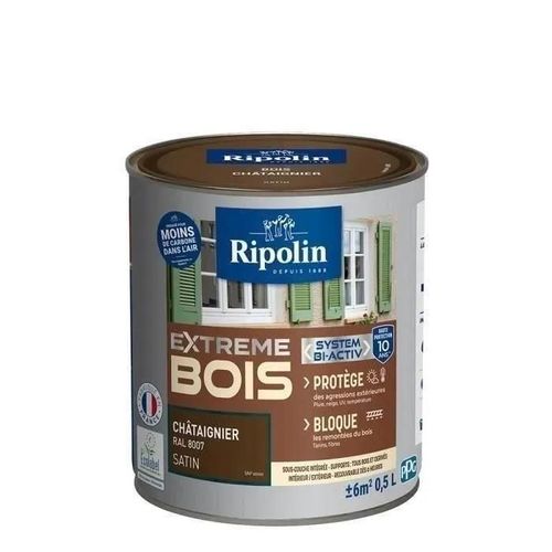 Peinture Ripolin EXTREME BOIS microporeuse satin 0L5 chataignier