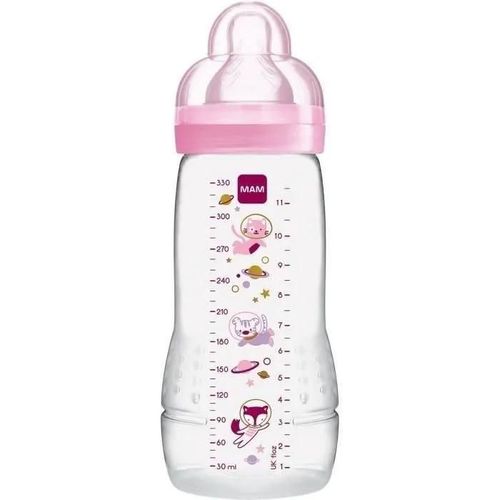 Mam Biberon 2eme Age Cercles Rose Tétine Débit X (330 Ml)