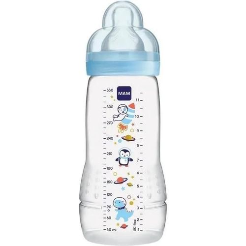 Mam Biberon 2eme Age Cercles Bleu Tétine Débit X (330 Ml)