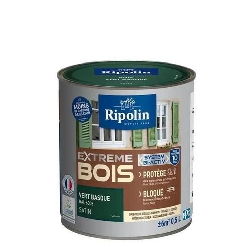 Peinture Ripolin EXTREME BOIS microporeuse satin 0L5 vert basque