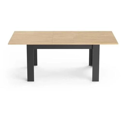 Table À Manger Extensible 160/200 Cm Décor Chêne Et Noir - Hami