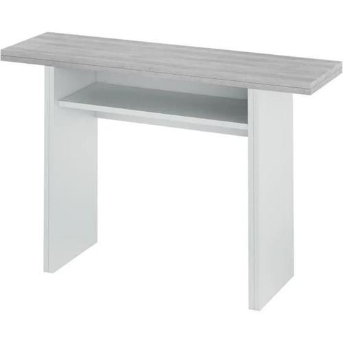 Table Auxiliaire Aaron Extensible L120 X P35/70cm - Blanc / Béton