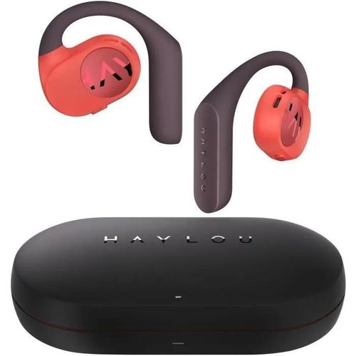 Haylou PurFree Buds - Écouteurs sans fil avec micro - oreille dégagée - Bluetooth - orange, noir